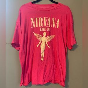 Nirvana Live ‘93 Hot Pink Graphic Tee Size XL